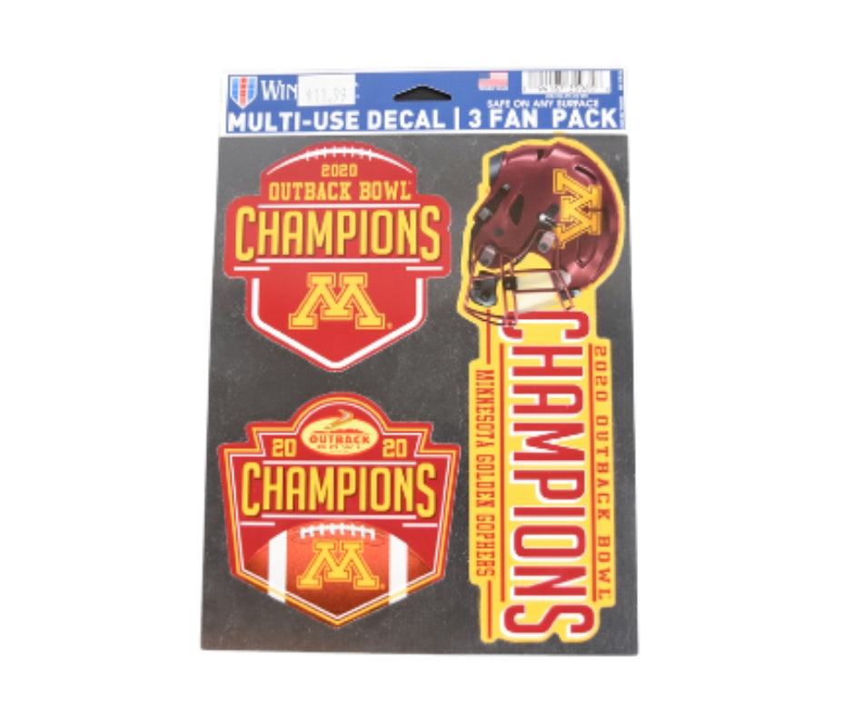Wincraft Minnesota Golden Gophers 2020 Outback Bowl Champions Decals*