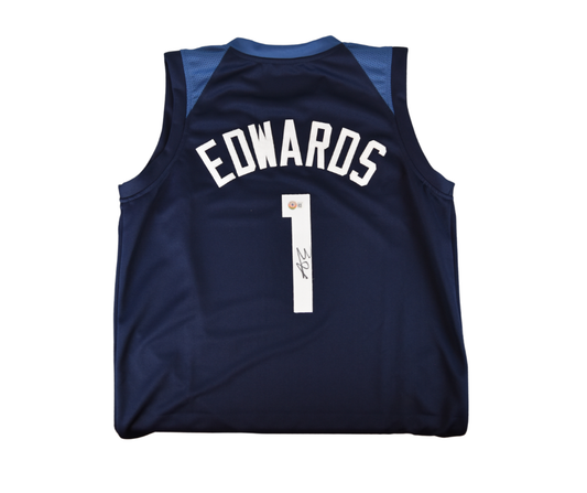 Anthony Edwards Minnesota Timberwolves Signed Nike Navy Jersey