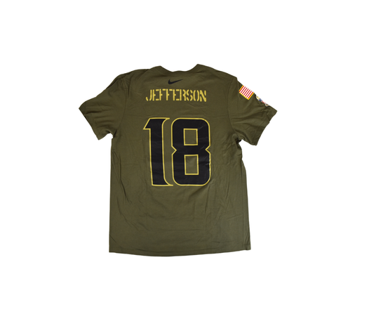 Minnesota Vikings Justin Jefferson Nike Army Green T-Shirt*