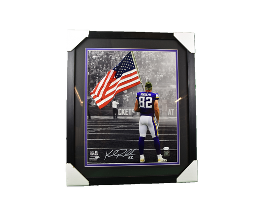 Kyle Rudolph "Carrying The Flag" Minnesota Vikings Signed Framed Picture