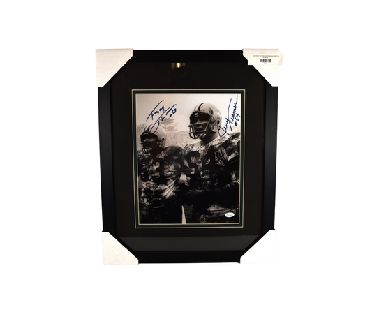 Jerry Kramer and Fuzzy Signed Black and White Framed Photo