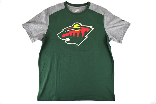 Minnesota Wild Fanatics Gray Sleeve Green T-Shirt*