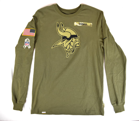Minnesota Vikings 2021 Salute To Service Sideline Nike Green Long Sleeve T-Shirt*