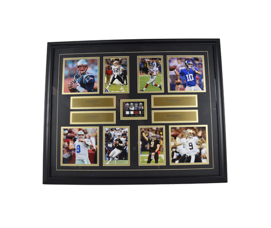 Tom Brady, Tony Romo,  Eli Manning & Drew Brees QB Card Framed Photo*