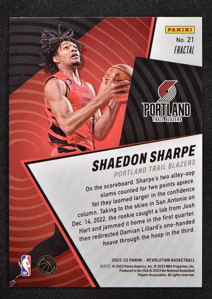 22-23 Revolution Basketball Shock Wave Fractal #21 Shaedon Sharpe - Trail Blazer