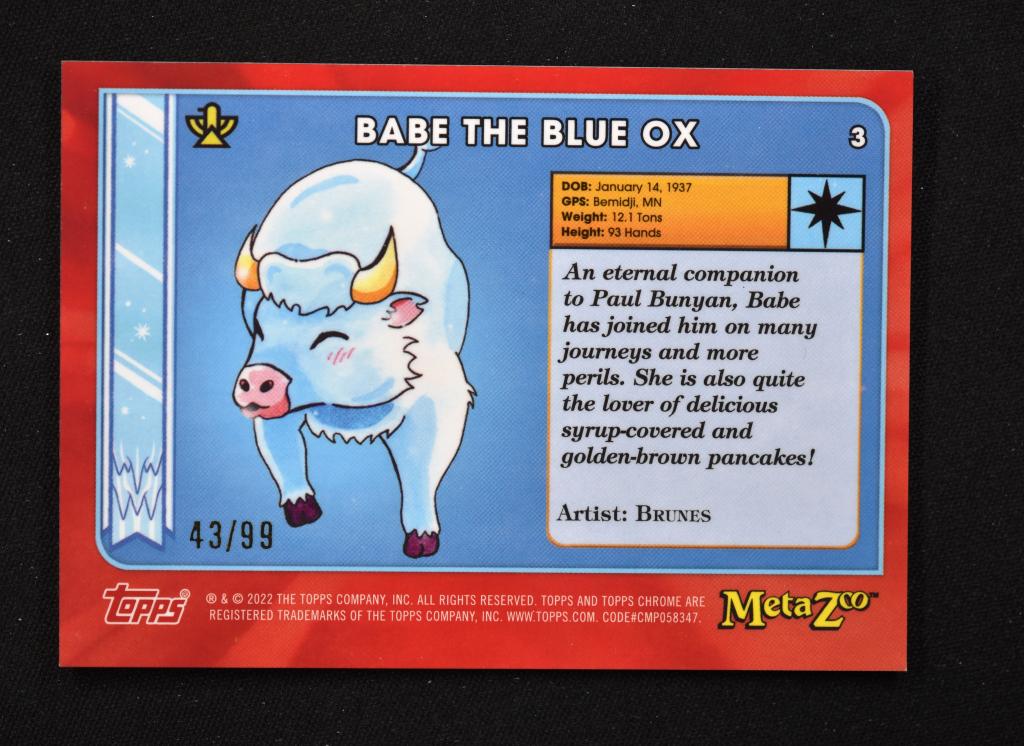 2022 Chrome MetaZoo Base Green #3 Babe The Blue Ox /99