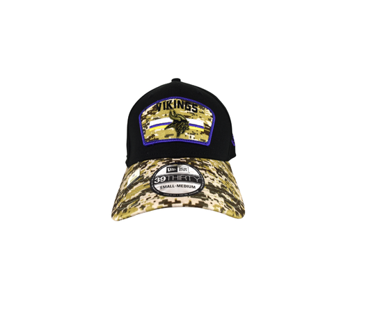 Minnesota Vikings New Era 39Thirty Salute to Service Black Stretch Fit Hat*