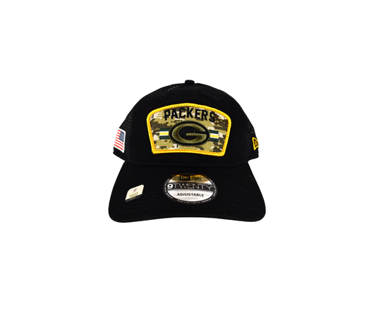 Green Bay Packers New Era 9Twenty Salute to Service Black Adjustable Hat*