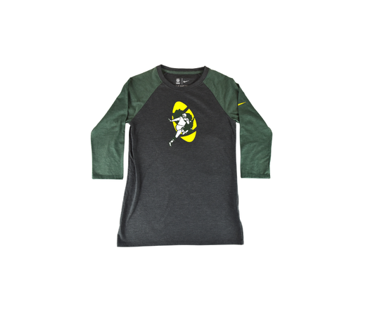 Green Bay Packers Nike Gray/Green Quarter Sleeve T-Shirt*