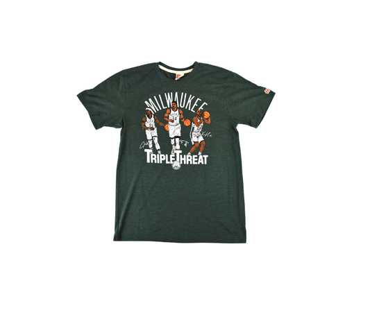 Men's Milwaukee Bucks Triple Threat Homage Green T-Shirt*