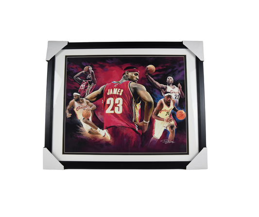 Lebron James Cleveland Cavaliers Painting (Signed by artist) Framed Photo