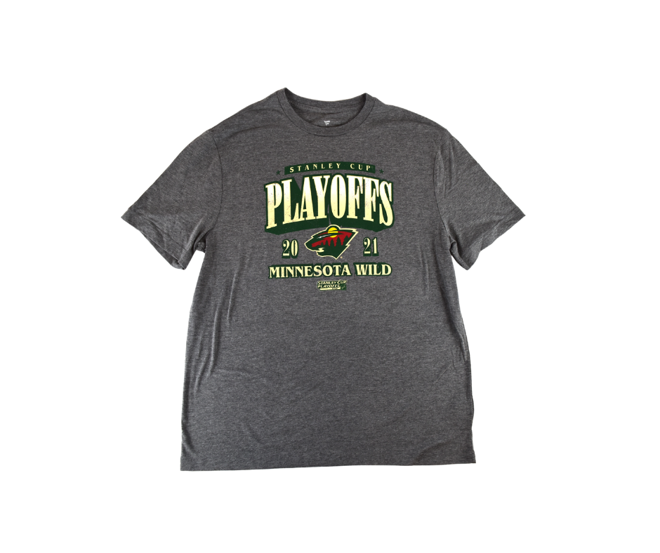 Men's Minnesota Wild 2021 Stanley Cup Playoffs Fanatics Heathered Gray T-Shirt*
